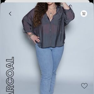 The Goddess charcoal gray grey blouse Shirt- Katia Designs- Viscose sheer